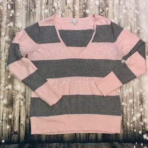 5/$25NY&CO pink & gray striped sweater size large
